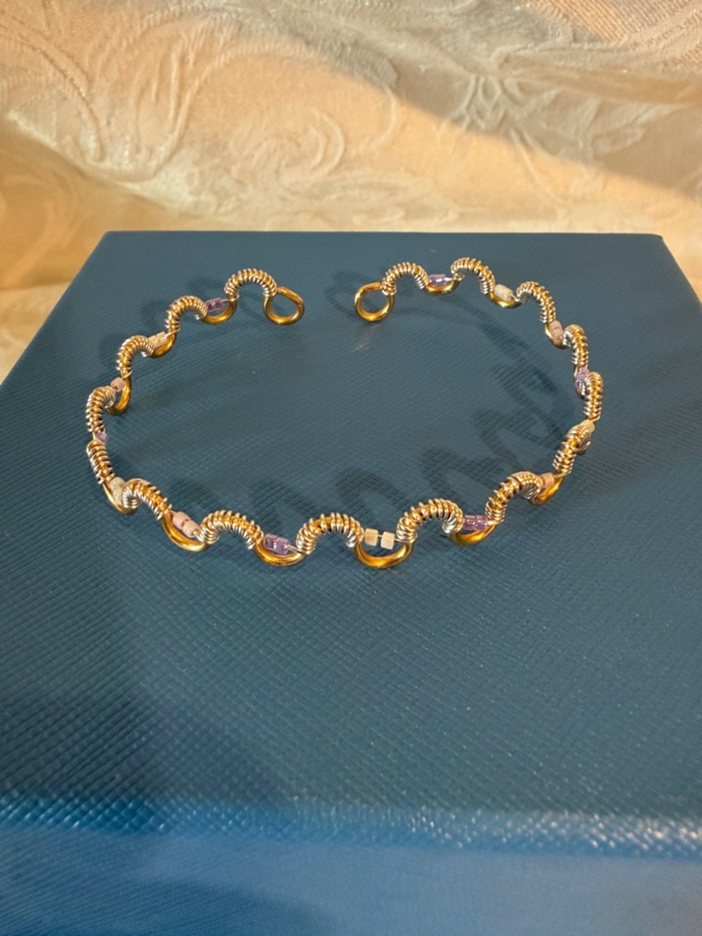 Handmade Silver & Gold Tone Wavy Link Bracelet